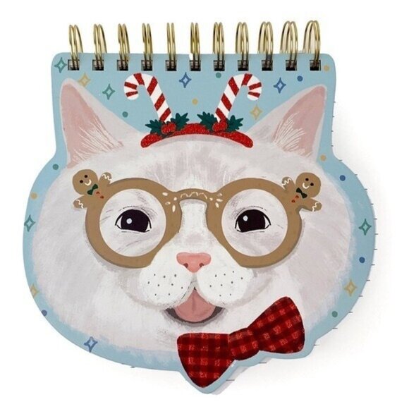 Punch Studio Gingerbread Cat Spiral Notebook Stationary Gift Christmas Holiday - Picture 1 of 4